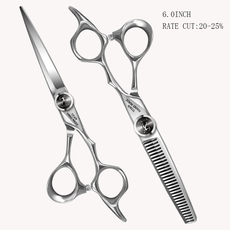 TITAN professional hairdresser scissors barber scissors hairdressing hair cutting  thinning  set of 5.5 6.0inch japan440c steel