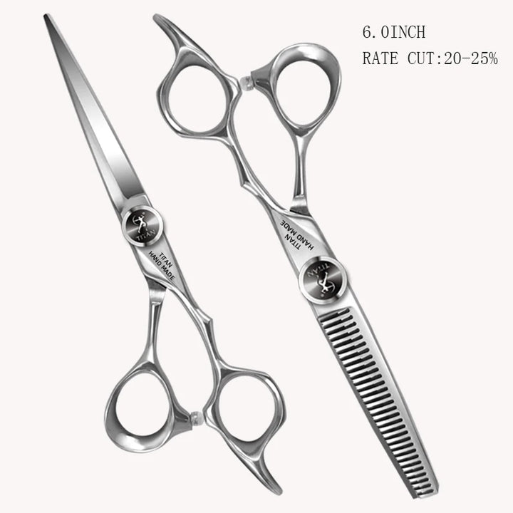 TITAN professional hairdresser scissors barber scissors hairdressing hair cutting  thinning  set of 5.5 6.0inch japan440c steel
