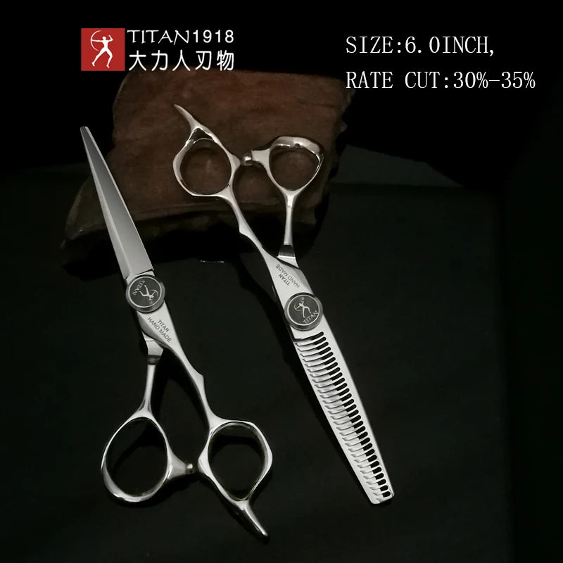 TITAN professional hairdresser scissors barber scissors hairdressing hair cutting  thinning  set of 5.5 6.0inch japan440c steel