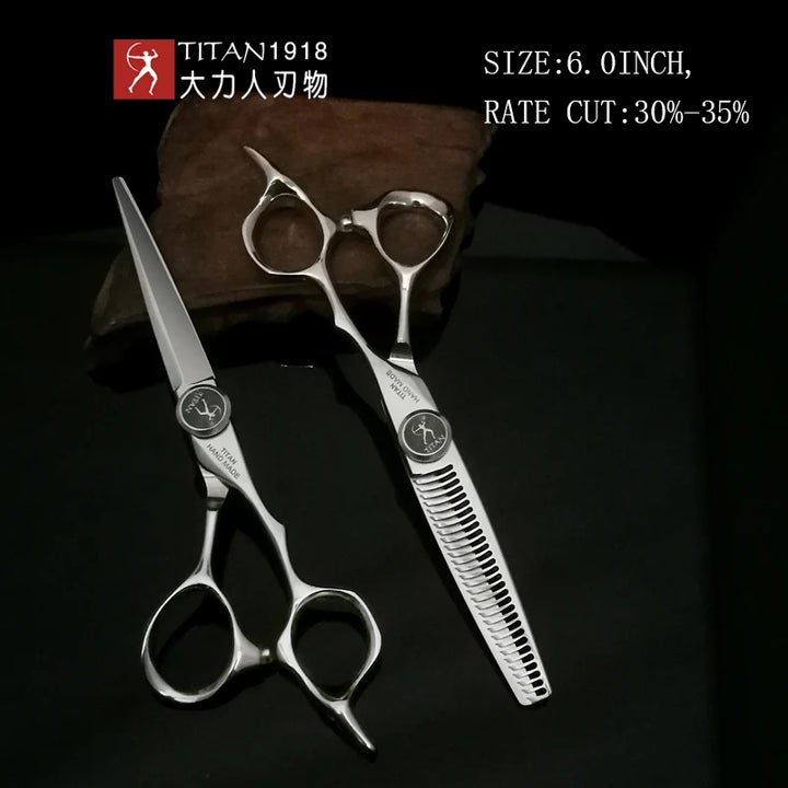 TITAN professional hairdresser scissors barber scissors hairdressing hair cutting  thinning  set of 5.5 6.0inch japan440c steel