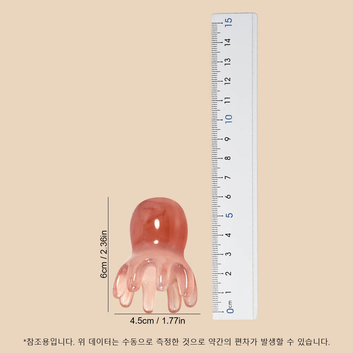 Cute Octopus Scalp Massage Comb (Resin)｜Korean Hair Care, Stress Relief, Anti-Hair Loss, Portable Head Massager for Home & Trave