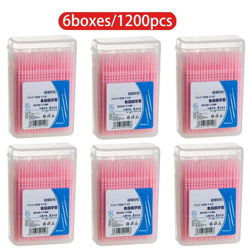 Toothpick Disposable Family Box Packed Portable Ultra Fine Pick Double Head High End Personality Creative Fruit Stick 200 Pieces