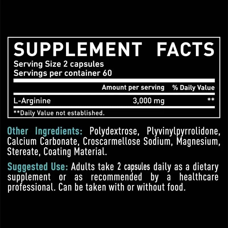 L-Arginine 3000mg - Enhance Performance, Endurance, Lean Muscle, and Improve Men's Health