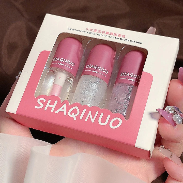 Shuiguang capsule lip honey kit moisturizes and moisturizes the mirror surface sparkling colorless transparent glass lip oil