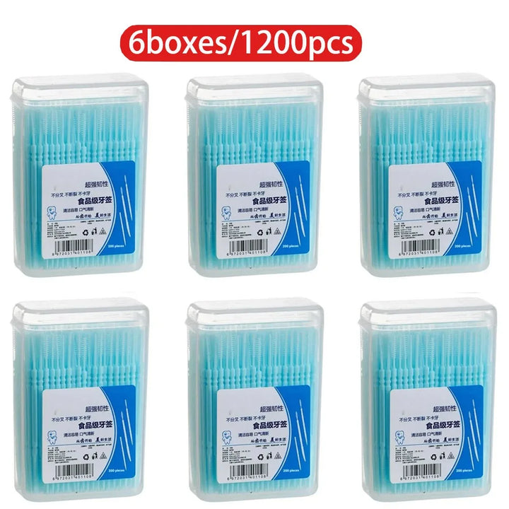 Toothpick Disposable Family Box Packed Portable Ultra Fine Pick Double Head High End Personality Creative Fruit Stick 200 Pieces