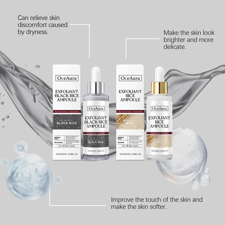 Exfoliating Facial Serum Blackhead Remover Smoothing Cleansing Pores Brightening Moisturizing Scrub Essence Black Rice Ampoule