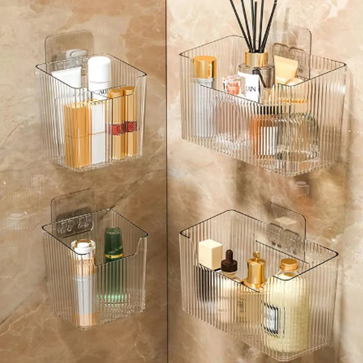 YTC Bathroom Wall-mounted Storage Box Toiletries Counter Perforation-free Storage Shelf Bathroom Wall-mounted Storage Box