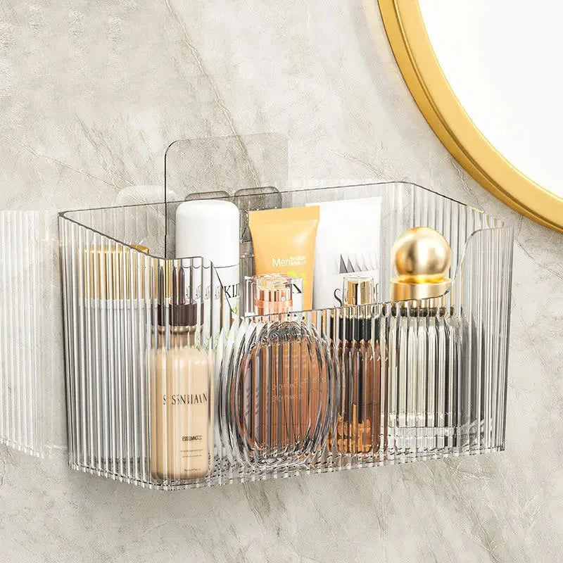 YTC Bathroom Wall-mounted Storage Box Toiletries Counter Perforation-free Storage Shelf Bathroom Wall-mounted Storage Box