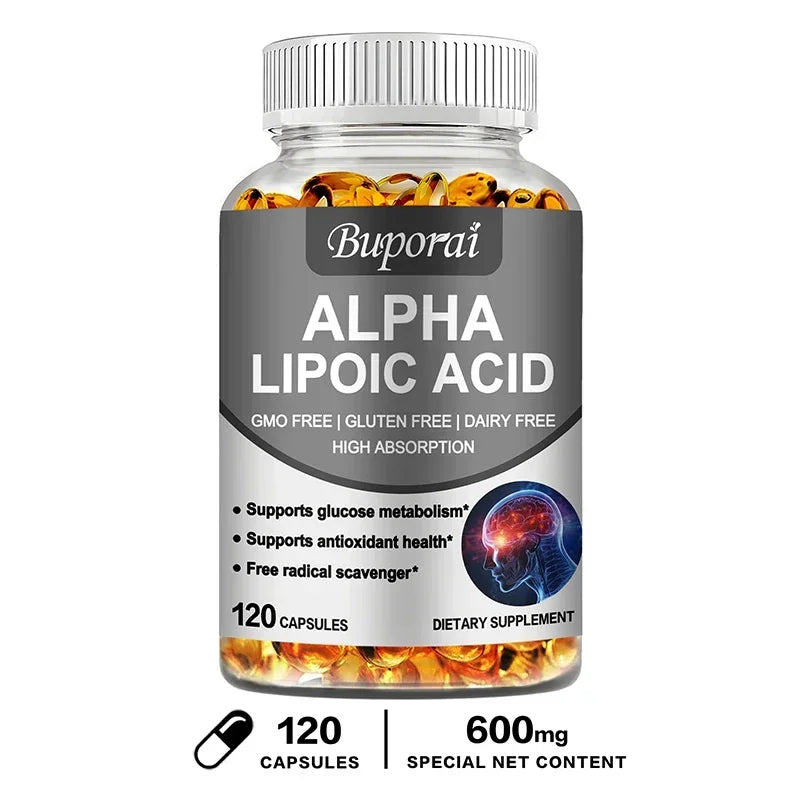 Alpha Lipoic Acid 600mg - Powerful Antioxidants Skin Care Protecting Liver, Brain and Nerve Health Energy Metabolism