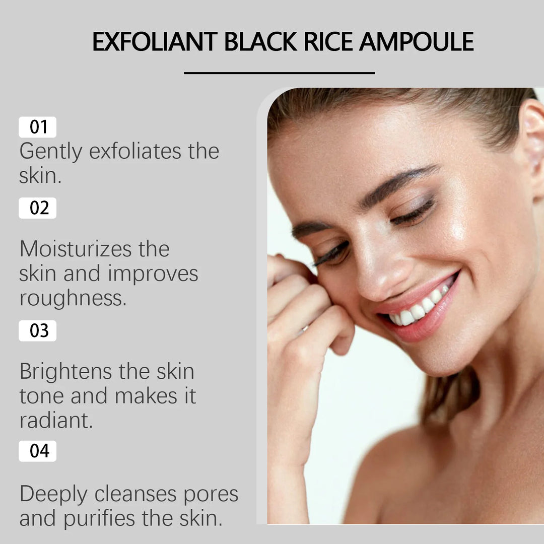 Exfoliating Facial Serum Blackhead Remover Smoothing Cleansing Pores Brightening Moisturizing Scrub Essence Black Rice Ampoule