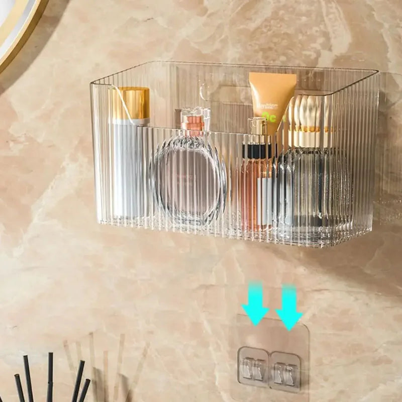YTC Bathroom Wall-mounted Storage Box Toiletries Counter Perforation-free Storage Shelf Bathroom Wall-mounted Storage Box