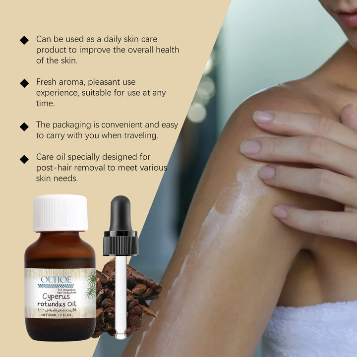 Pure Cyperus Rotundus Oil for Hair Removal Reducing Armpit Legs Arms Body Hair Inhibitor Smooth Body Skin Hair Removal Oil