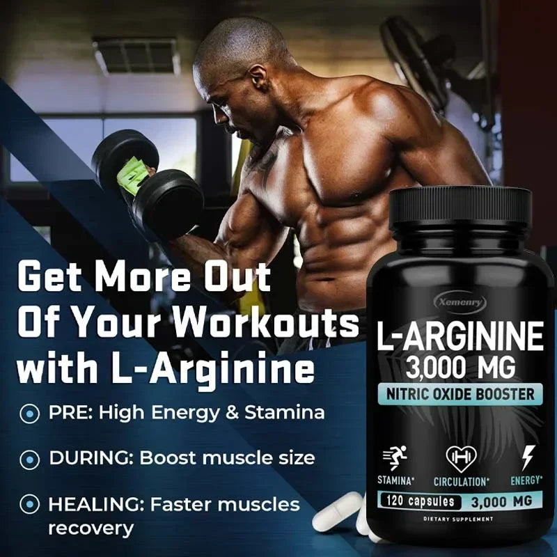 L-Arginine 3000mg - Enhance Performance, Endurance, Lean Muscle, and Improve Men's Health