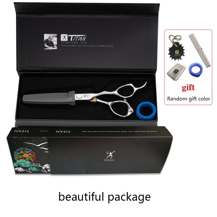 TITAN professional hairdresser scissors barber scissors hairdressing hair cutting  thinning  set of 5.5 6.0inch japan440c steel