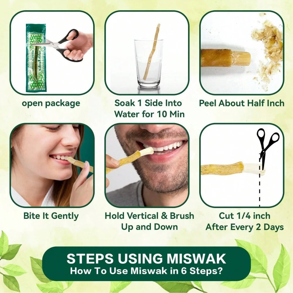 Ultra-Thin Natural Branch Miswak Toothbrush Stick Organic Wooden Slim Minimalist Gentle Bristles Gentle Bristles Zero-Waste Gift