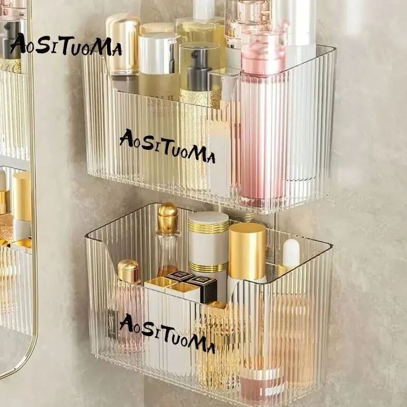 YTC Bathroom Wall-mounted Storage Box Toiletries Counter Perforation-free Storage Shelf Bathroom Wall-mounted Storage Box