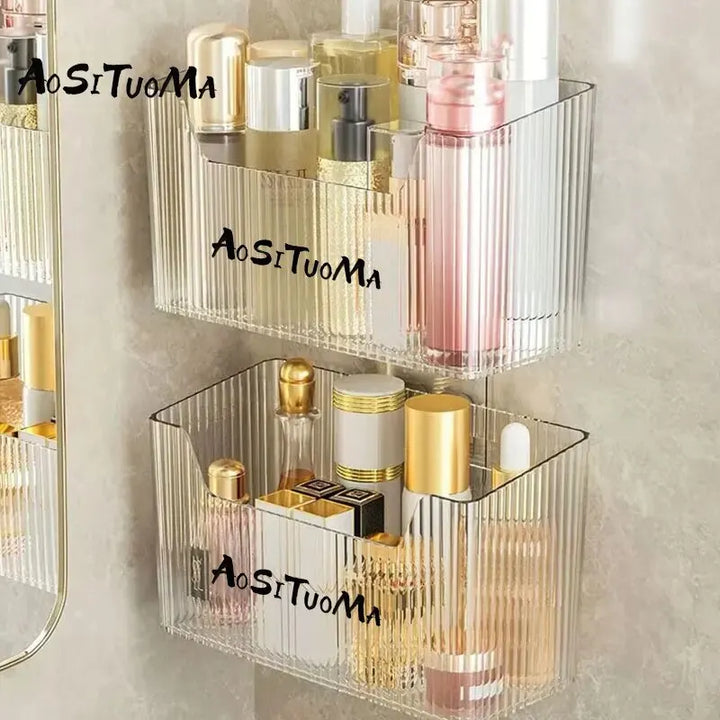 YTC Bathroom Wall-mounted Storage Box Toiletries Counter Perforation-free Storage Shelf Bathroom Wall-mounted Storage Box
