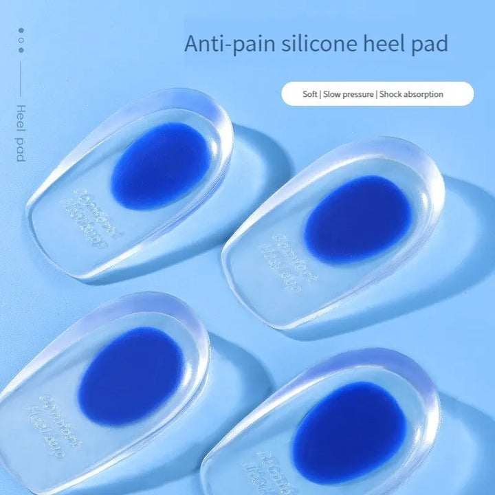 1 Pair Silicone Heel Pad Thickened Sports Cushioning U-Shaped Half Size Pad Non-Slip Invisible Inner Increase Insole